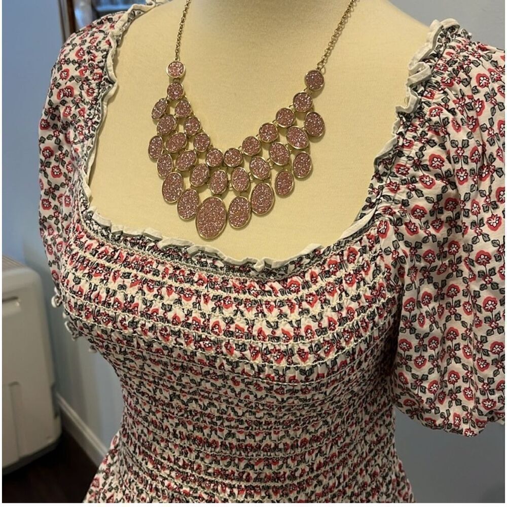 MAX STUDIO | pink gray white peplum top M - Picture 5 of 7